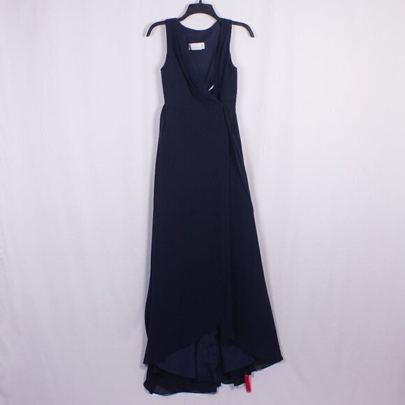 NWT JENNY PACKHAM Chiffon Wrap Gown in Midnight Size 0 - Picture 3 of 5
